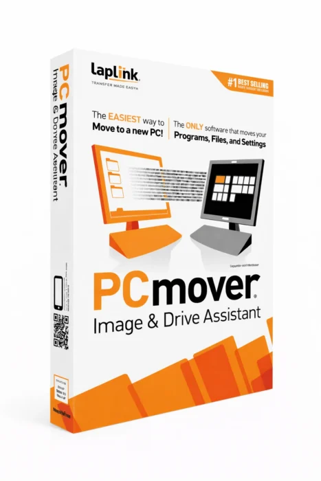 Laplink PCmover Image & Drive Assistant produkteske i hvit e-commerce bakgrunn