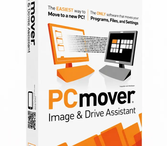 Laplink PCmover Image & Drive Assistant produkteske i hvit e-commerce bakgrunn