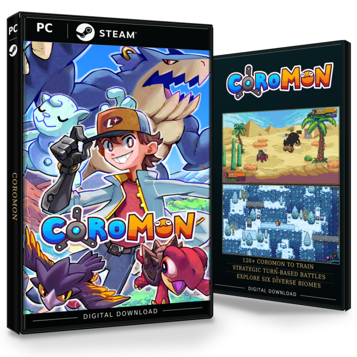 Forside og bakside av Coromon Steam