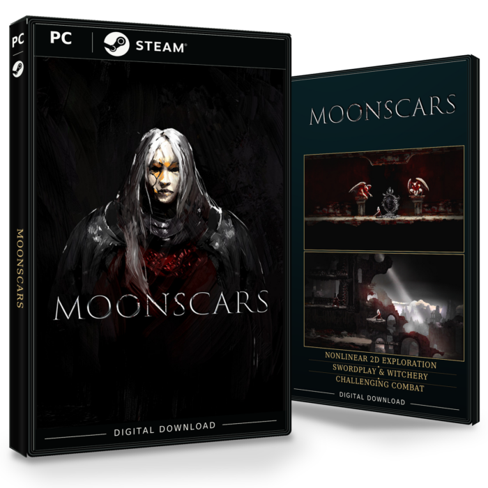 Forside og bakside av Moonscars Steam