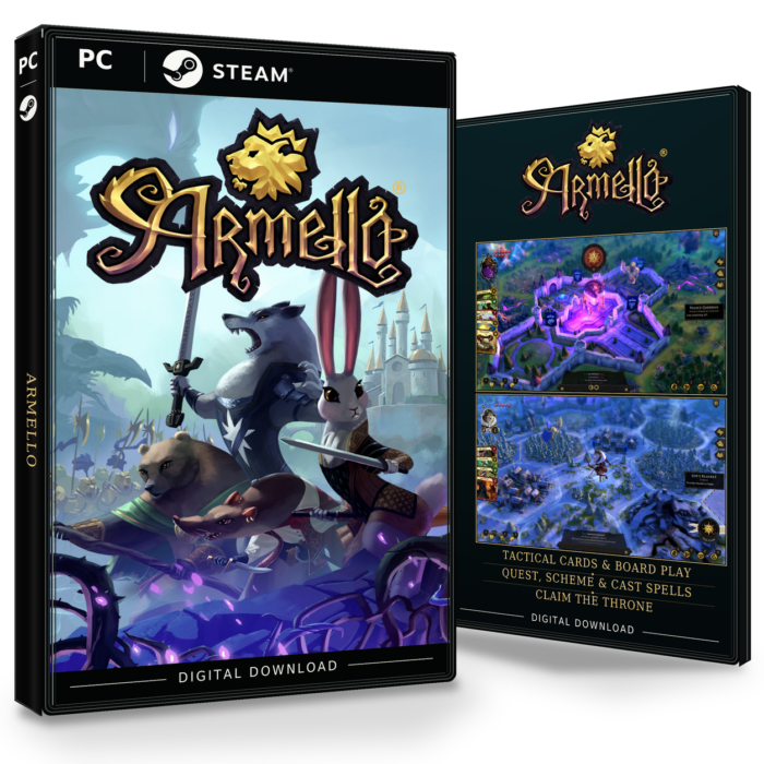 Forside og bakside av Armello Steam