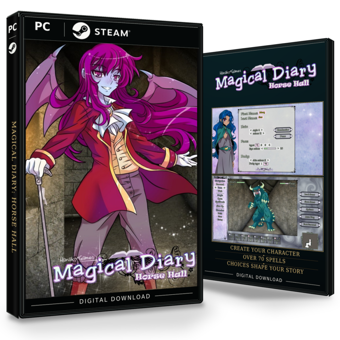 Forside og bakside av Magical Diary: Horse Hall Steam