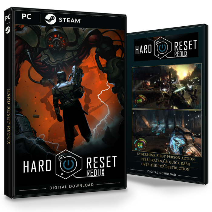 Forside og bakside av Hard Reset Redux Steam
