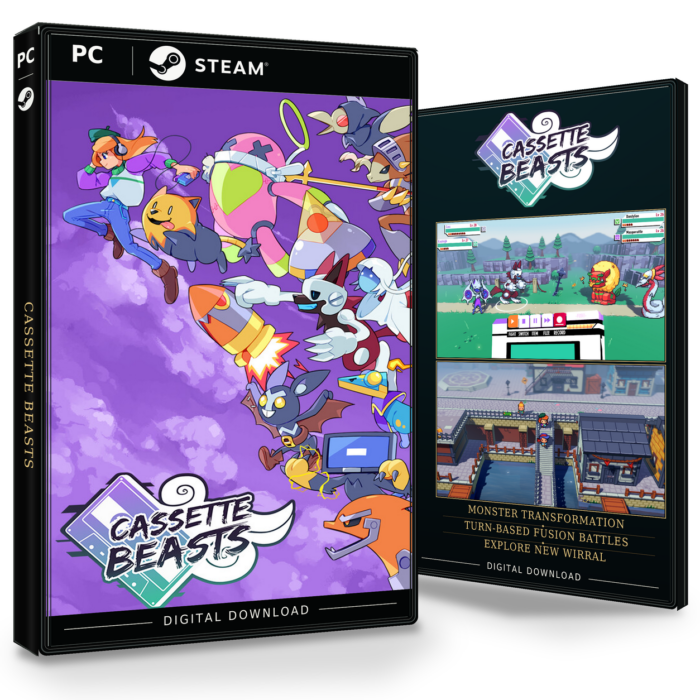 Forside og bakside av Cassette Beasts Steam EU