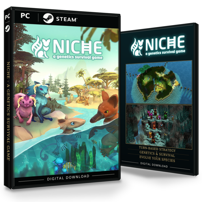 Forside og bakside av Niche - a genetics survival game Steam