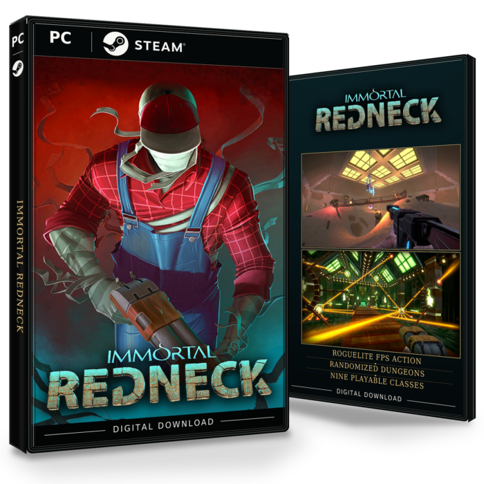Forside og bakside av Immortal Redneck Steam