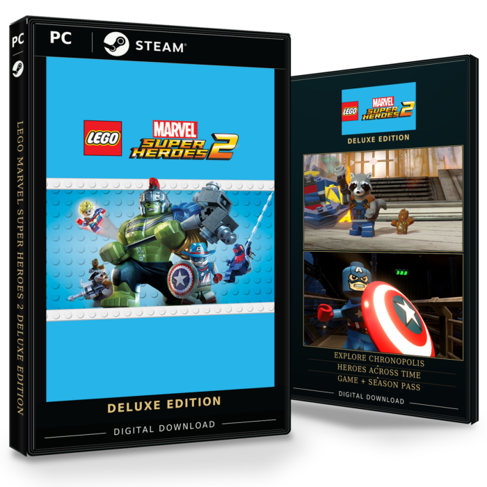Forside og bakside av LEGO Marvel Super Heroes 2 Deluxe Edition Steam