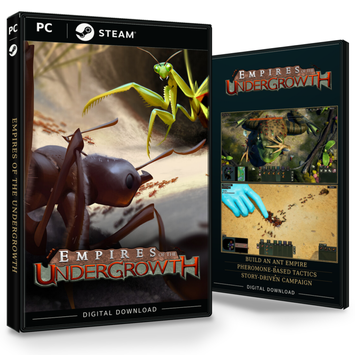 Forside og bakside av Empires of the Undergrowth Steam