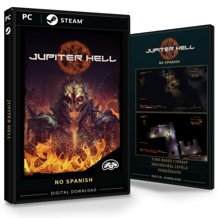 Forside og bakside av Jupiter Hell for Steam, vist som to produktesker for den digitale utgaven.