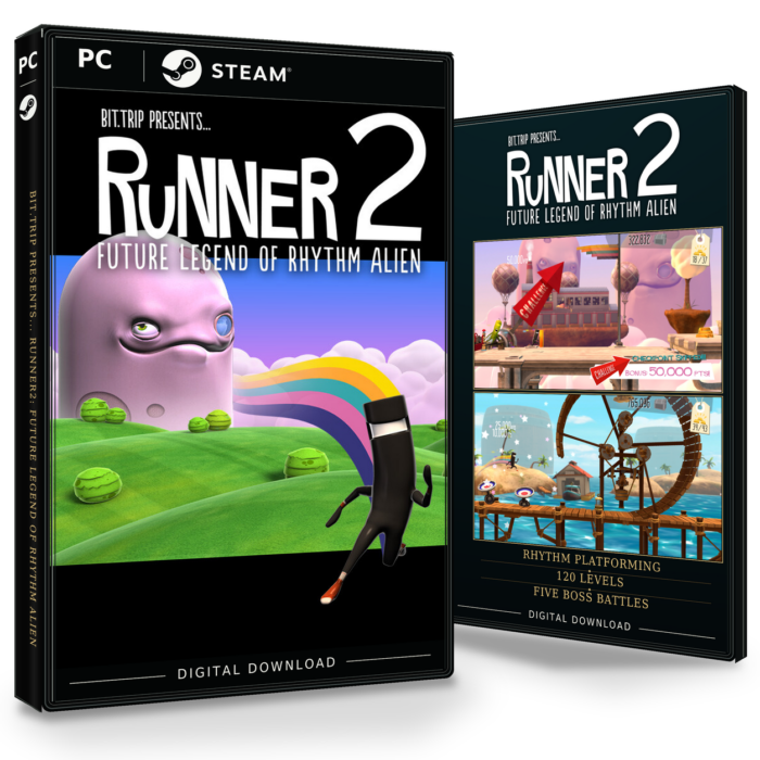 Forside og bakside av BIT.TRIP Presents... Runner2: Future Legend of Rhythm Alien Steam
