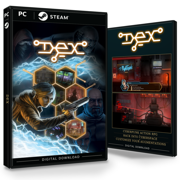 Forside og bakside av Dex Steam