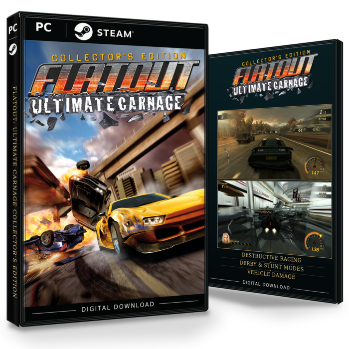 Forside og bakside av FlatOut: Ultimate Carnage Steam