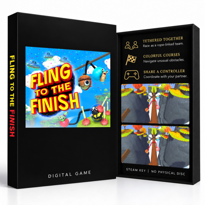 Fling to the Finish Steam EU – digital spillutgave vist med forside og bakside