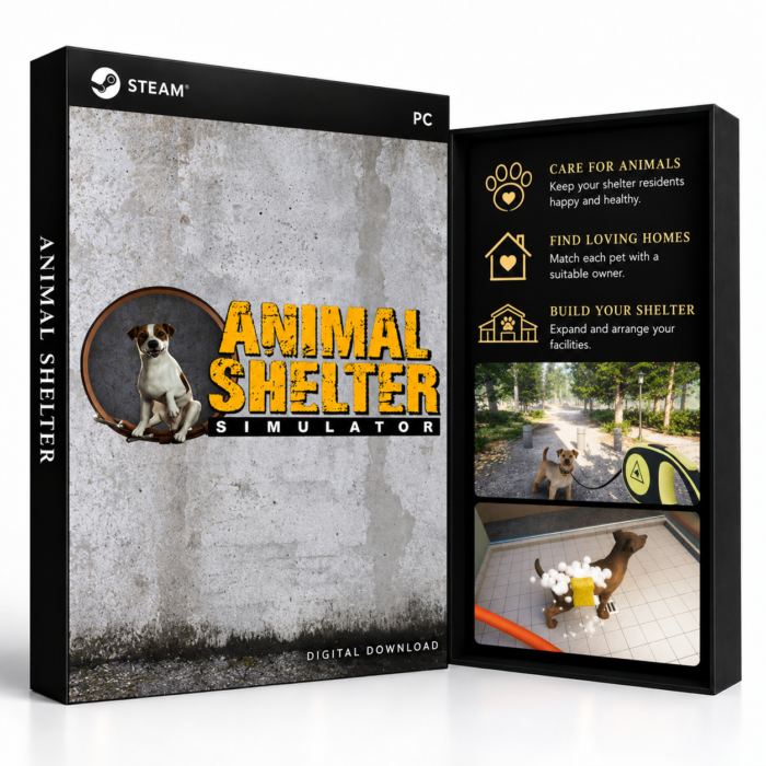 Animal Shelter Steam – digital spillutgave vist med forside og bakside