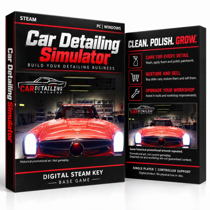 Car Detailing Simulator Steam – digital spillutgave vist med forside og bakside