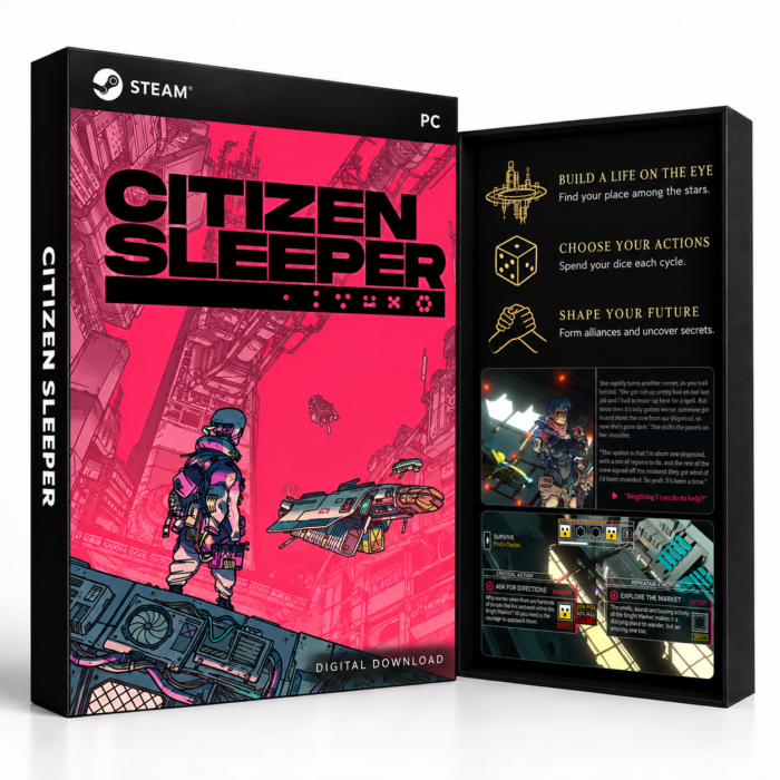 Citizen Sleeper Steam – digital spillutgave vist med forside og bakside