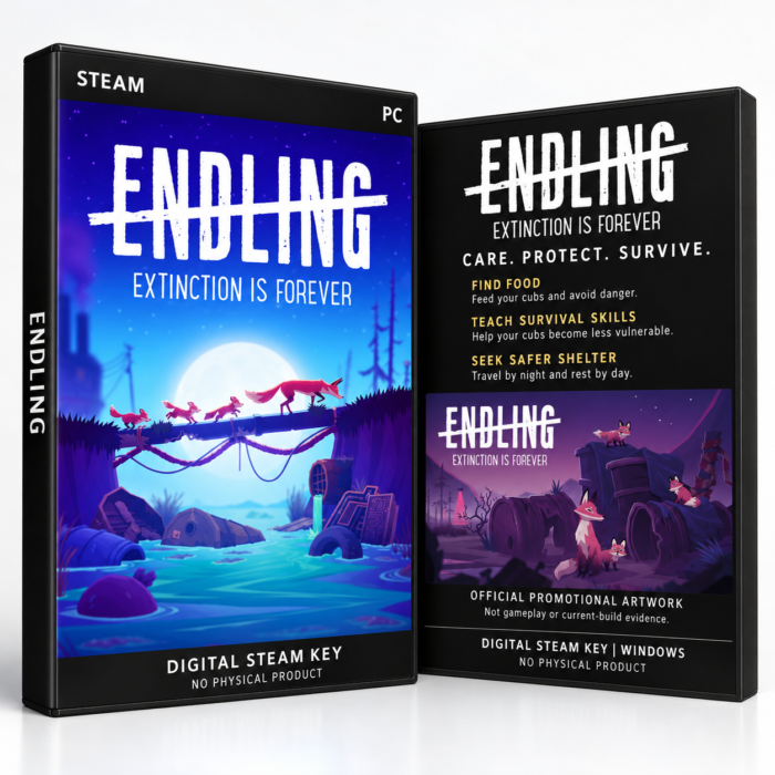 Endling: Extinction is Forever Steam – digital spillutgave vist med forside og bakside