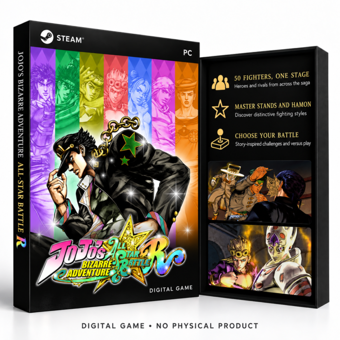 JoJo's Bizarre Adventure: All-Star Battle R – Steam – digital spillutgave vist med forside og bakside