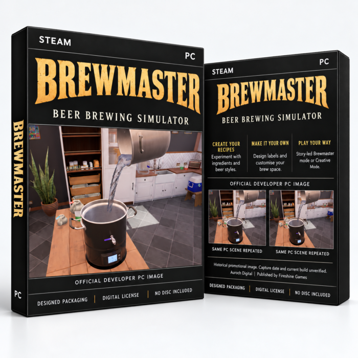 Brewmaster: Beer Brewing Simulator Steam – digital spillutgave vist med forside og bakside