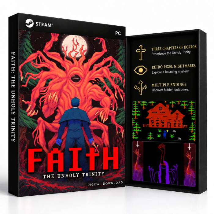 FAITH: The Unholy Trinity Steam – digital spillutgave vist med forside og bakside