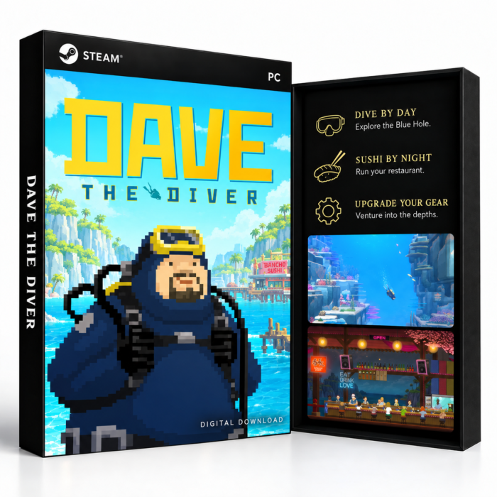 DAVE THE DIVER Steam – digital spillutgave vist med forside og bakside