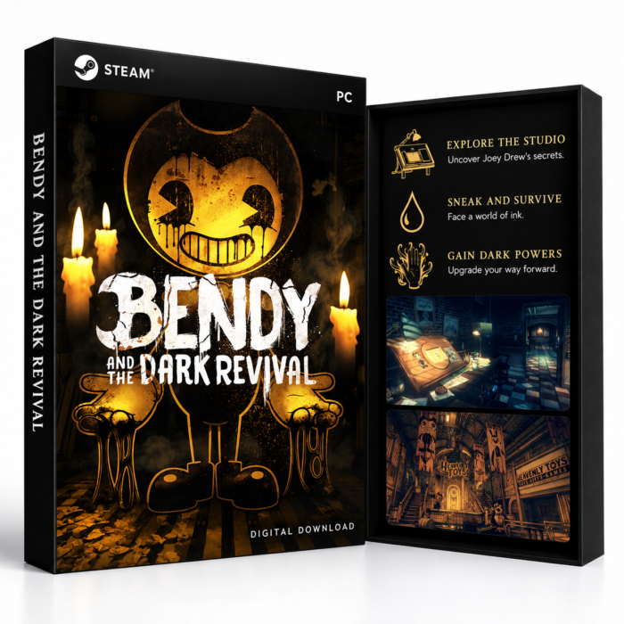 Bendy and the Dark Revival Steam – digital spillutgave vist med forside og bakside