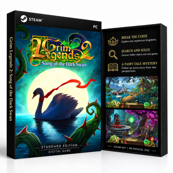Grim Legends 2: Song of the Dark Swan Steam – digital spillutgave vist med forside og bakside