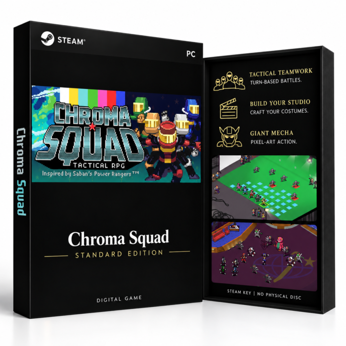 Chroma Squad Steam – digital spillutgave vist med forside og bakside