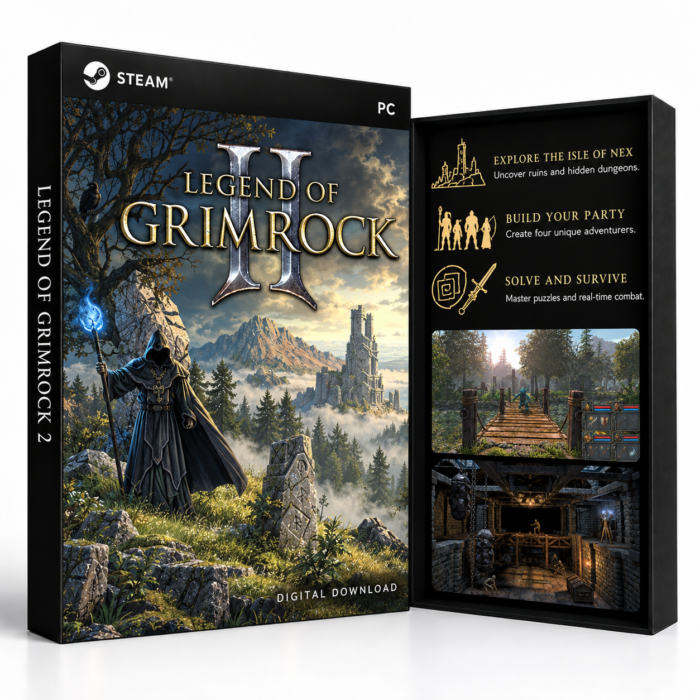Legend of Grimrock 2 Steam – digital spillutgave vist med forside og bakside