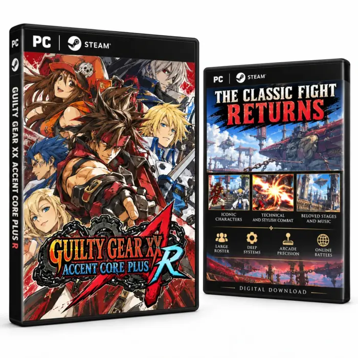 Produktillustrasjon for GUILTY GEAR XX ACCENT CORE PLUS R på Steam med spillets figurer