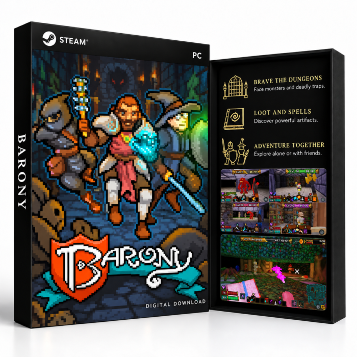 Barony Steam – digital spillutgave vist med forside og bakside