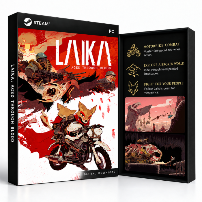 Laika: Aged Through Blood Steam – digital spillutgave vist med forside og bakside