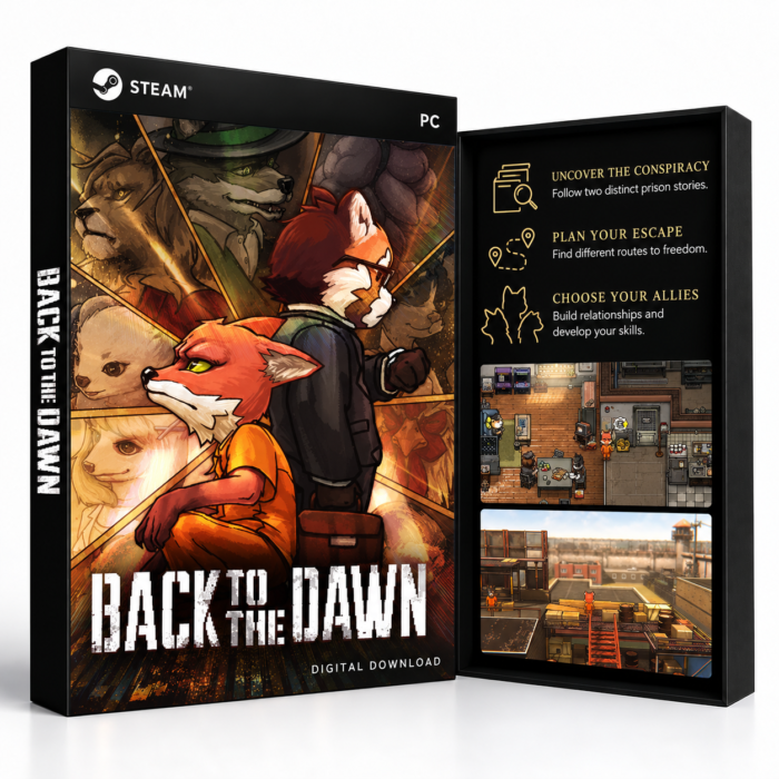 Back to the Dawn Steam – digital spillutgave vist med forside og bakside