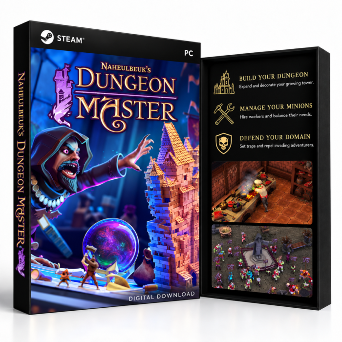 Naheulbeuk's Dungeon Master Steam – digital spillutgave vist med forside og bakside