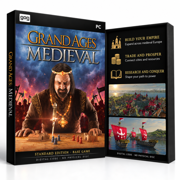 Grand Ages: Medieval GOG – digital spillutgave vist med forside og bakside