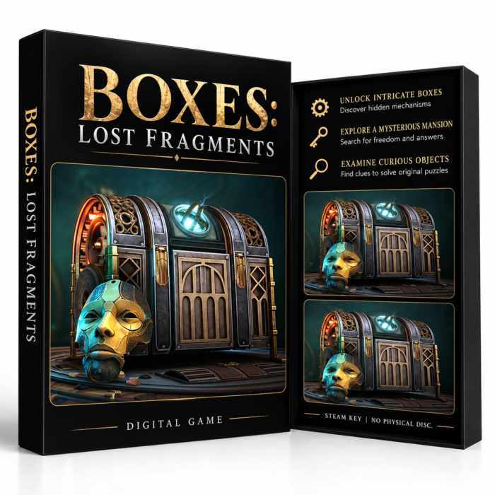 Boxes: Lost Fragments Steam – digital spillutgave vist med forside og bakside