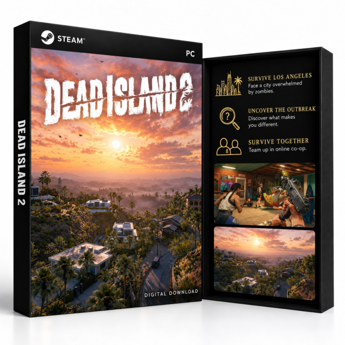 Dead Island 2 Steam – digital spillutgave vist med forside og bakside
