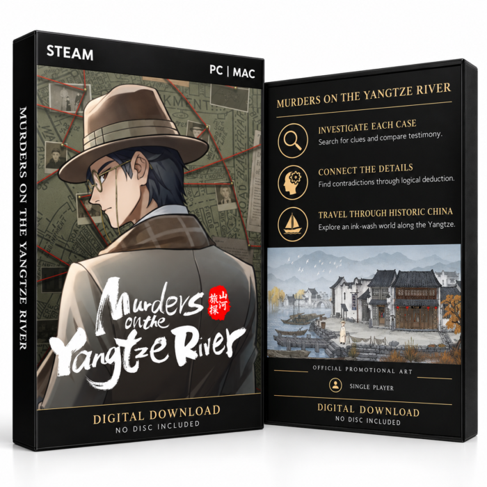 Murders on the Yangtze River Steam – digital spillutgave vist med forside og bakside