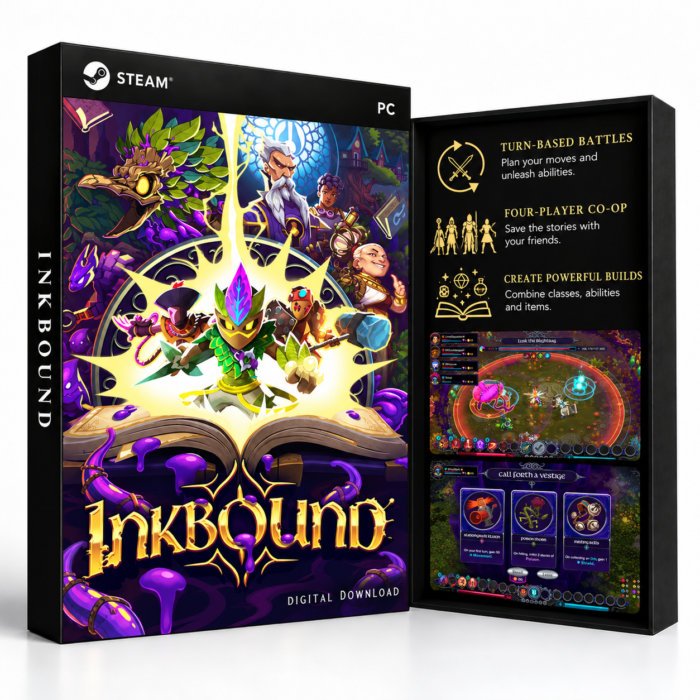 Inkbound Steam – digital spillutgave vist med forside og bakside