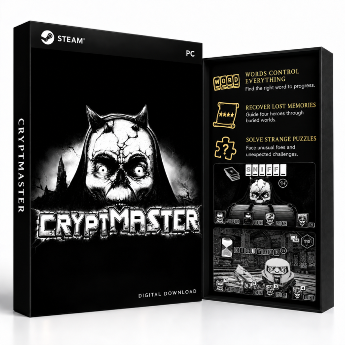 Cryptmaster Steam – digital spillutgave vist med forside og bakside