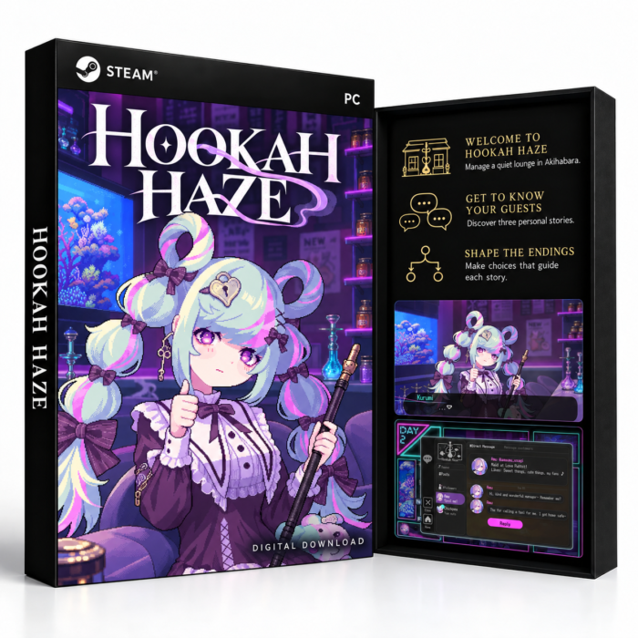 Hookah Haze Steam – digital spillutgave vist med forside og bakside