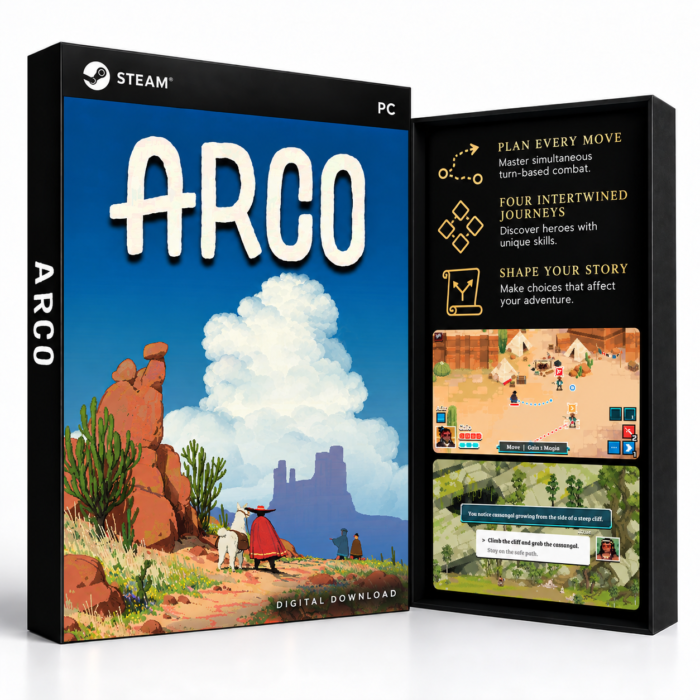 Arco Steam – digital spillutgave vist med forside og bakside