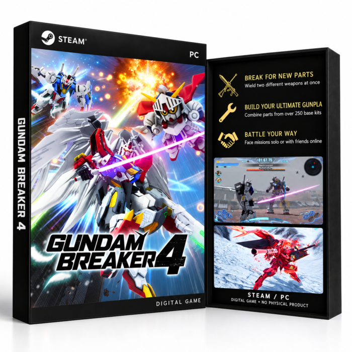 GUNDAM BREAKER 4 – PC (Steam) – digital spillutgave vist med forside og bakside