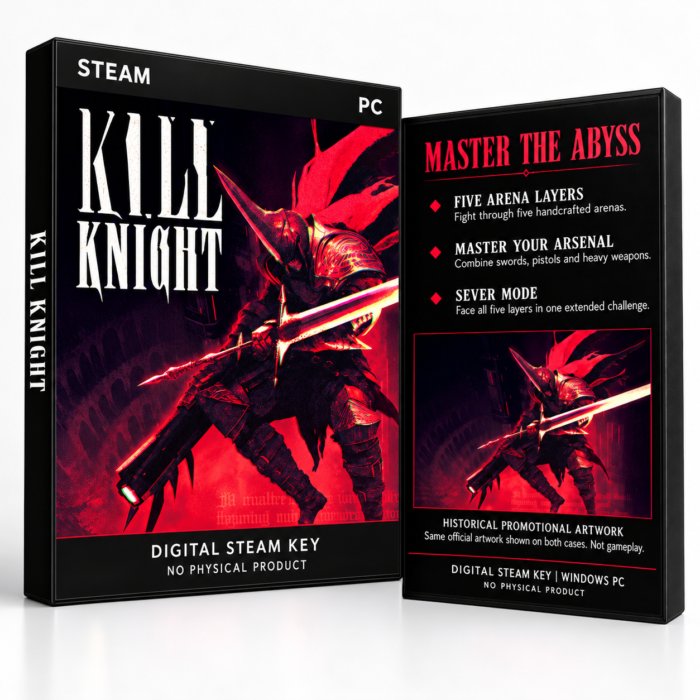 KILL KNIGHT Steam – digital spillutgave vist med forside og bakside