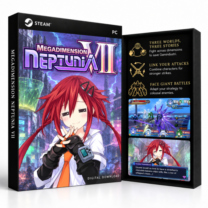 Megadimension Neptunia VII Steam – digital spillutgave vist med forside og bakside