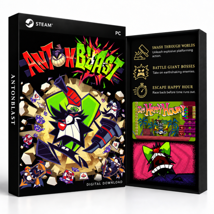 ANTONBLAST Steam – digital spillutgave vist med forside og bakside