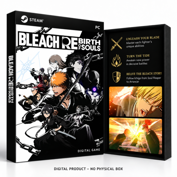 BLEACH Rebirth of Souls – PC (Steam) – digital spillutgave vist med forside og bakside