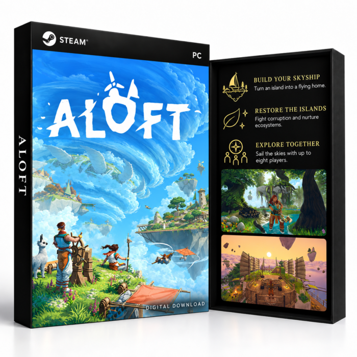 Aloft Steam – digital spillutgave vist med forside og bakside
