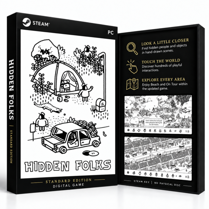 Hidden Folks – Steam – digital spillutgave vist med forside og bakside