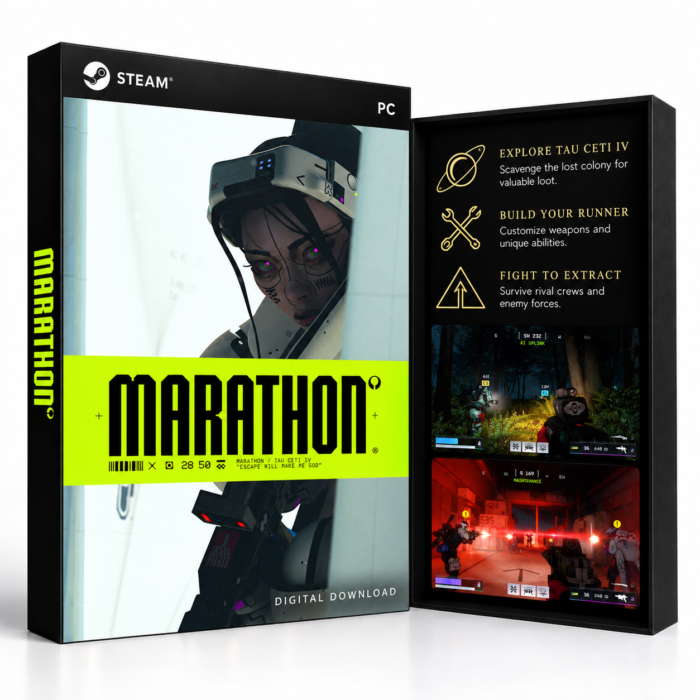 Marathon Steam – digital spillutgave vist med forside og bakside